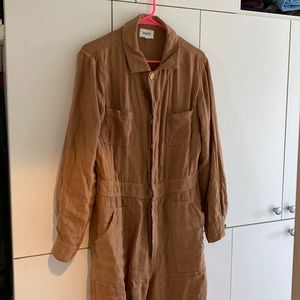 Mate tan linen jumpsuit